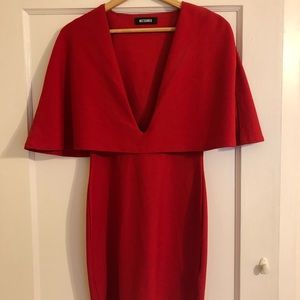 Misguided Cape Body-Con Red Dress